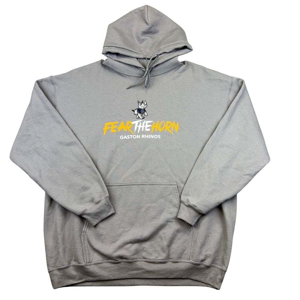Gaston Rhinos Sweatshirt Mens 2XL Gray College Hoodie Port & Company Fleece
